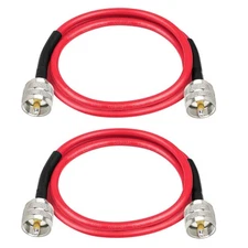 MOOKEER RG8x Jumper Cable 3ft,2 Pack PL259 Jumper Cable,CB Coax Cable 50 Ohm
