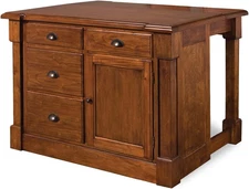 Aspen Rustic Cherry Kitchen Island with Wood Drop Leaf, 48"W