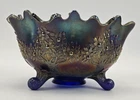 Antique c. 1911 Fenton Orange Tree Cobalt Blue Carnival Glass 12" Fruit Bowl
