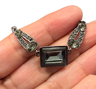 NWT Givenchy 16  Choker, Smoke Colored Crystals, Gunmetal, Macys Box