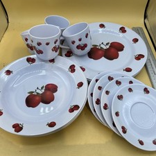 16 Piece Melamine Dishware Set With Apples. M...