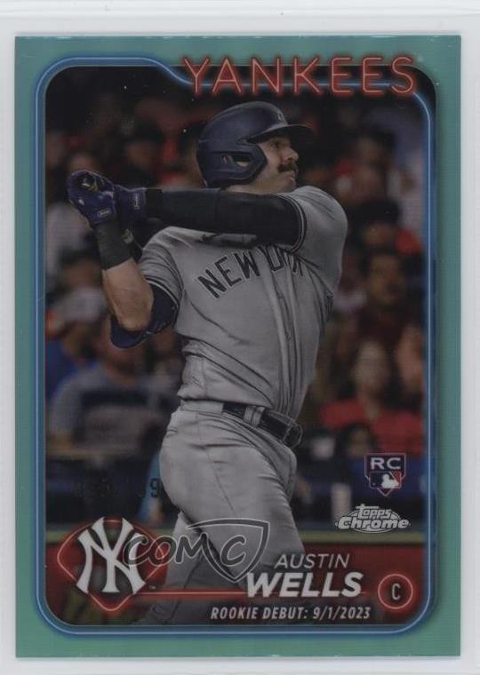 2024 Topps Chrome Update Debut Aqua Refractor /199 Austin Wells Rookie RC 14md