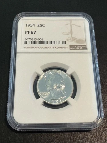 1954 Washington Quarter 25C NGC PF67 Proof Silver Uncirculated Philadelphia Coin