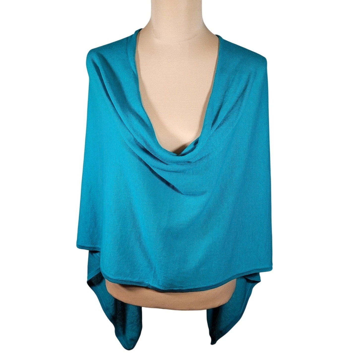 Minnie Rose Turquoise 100% Cotton Cowl Neck Poncho Shawl Travel Wrap Blue OS
Opens in a new window o