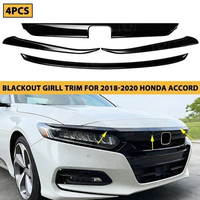 Chrome Delete Blackout Overlay Vinyl Front Grill Trim for Honda Accord 2018-2020 - Bild 1 von 4