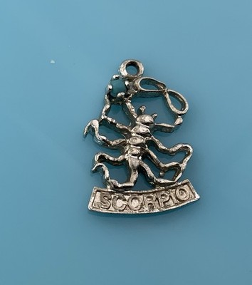 Vintage 925 Sterling Silver Scorpio Zodiac Sign Horoscope Charm Pendant 1.9g