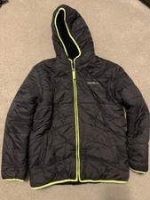 Eddie Bauer Youth Reversible Down Jacket, Black/ Neon L 14/16 Soft Fuzzy
