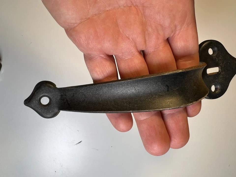 古董钢丝网门拉泪滴末端旧拇指闩锁槽手柄拉手 — 第 4/4 张图片