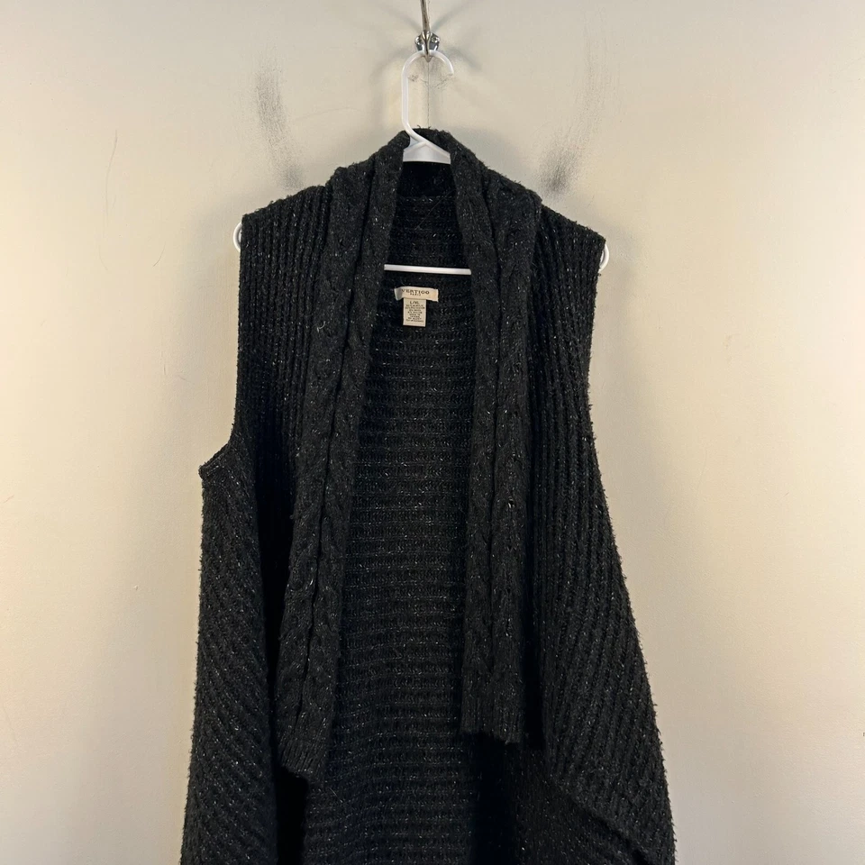 Vertigo Paris Womens L/XL Sweater Cardigan Sleeveless Black Open Tunic 14999 - Image 3 of 4