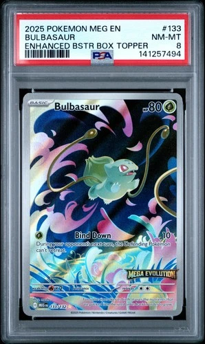 2025 POKEMON MEG EN-MEGA EVOLUTION ENHANCED BOOSTER BOX TOPPER BULBASAUR PSA 8