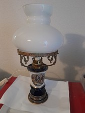Ancienne Lampe De Bureau  Florentine Porcelaine Céramique Italienne Bleu