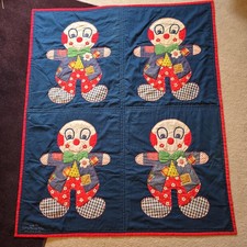 Vtg Applique Quilt Circus Clown Hand Stitched comforter 50" X 42"