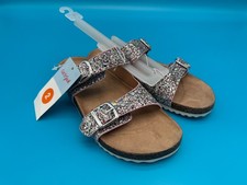Cat Jack Girls Glitter Sandals Size 2 Silver Sparkle Adjustable Buckle NEW