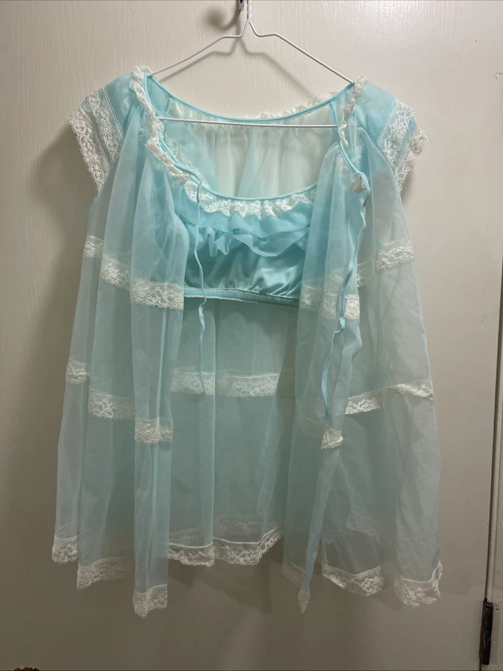 Vintage Rare  60s Sexy Short  Sweet Sheer & Lace Cover Nighty Matching Bralette - Image 2 of 4