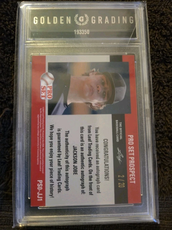 JACKSON JOBE AUTO #2/20 MINT 9 PRO SET PROSPECT LEAF PURPLE WAVE+25 MLB CARDS  - Image 2 of 4