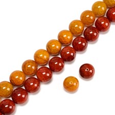 Yellow Red Fire Agate Smooth Round Beads Size 20mm 15.5" Strand