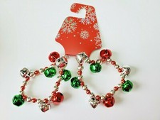 Kohl's Women's Silver Tone Christmas Stretch Charm Bracelet Jingle Bells Red Gre