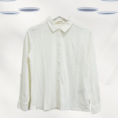 Ex Woolovers Damen Langarmshirt aus Bio-Baumwolle in weiß