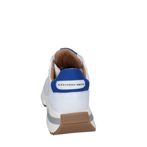 Scarpe uomo ALEXANDER SMITH 44 EU sneakers bianco pelle blu tessuto EX527-44 - Photo 2 sur 5