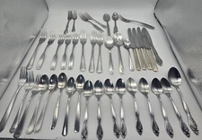 Vintage Set Of Stainless Flatware Lot Of 40 Assorted Brands & Styles