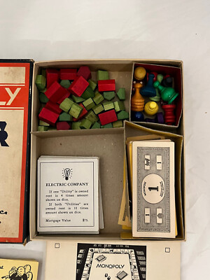 【ほぼ未使用】ヴィンテージモノポリー　木製ボードゲーム Monopoly Vintage Incomplete Board Game Parker Bros 1954 | eBay