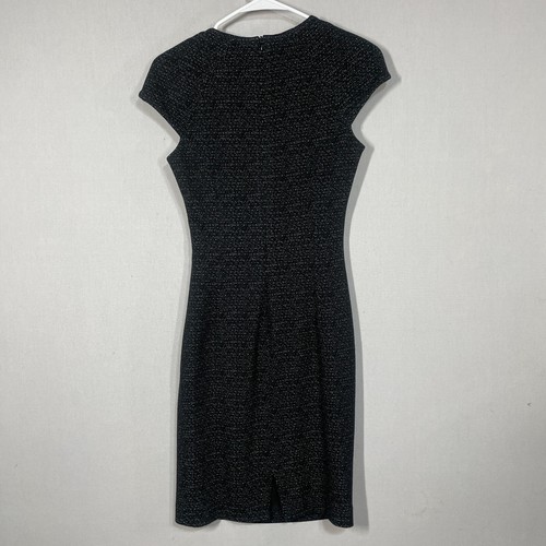 LK Bennett Dress Women 2 Black Speckled Wool Sheath Mira Ruched Career Capsule - Picture 2 of 10