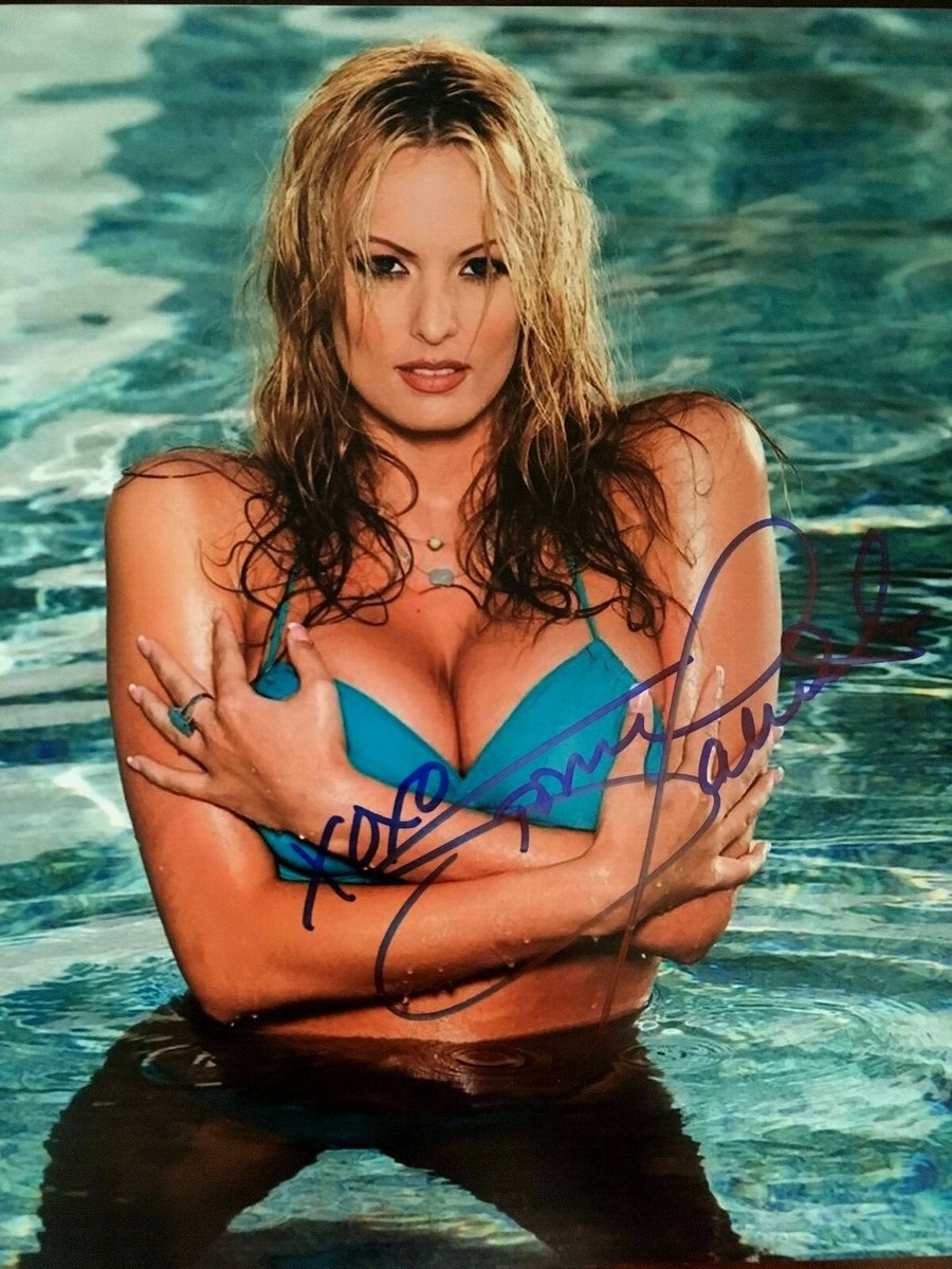 Stormy Daniels In Blue Bikini Adult Film Star Signed 8x10 Photo COA E Trump  | eBay