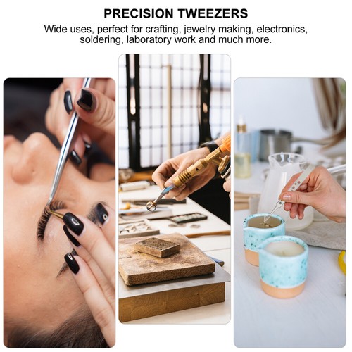 5 Pcs Precision Tweezers Angled High Stainless Steel Curved Professional - 第 11/11 張圖片