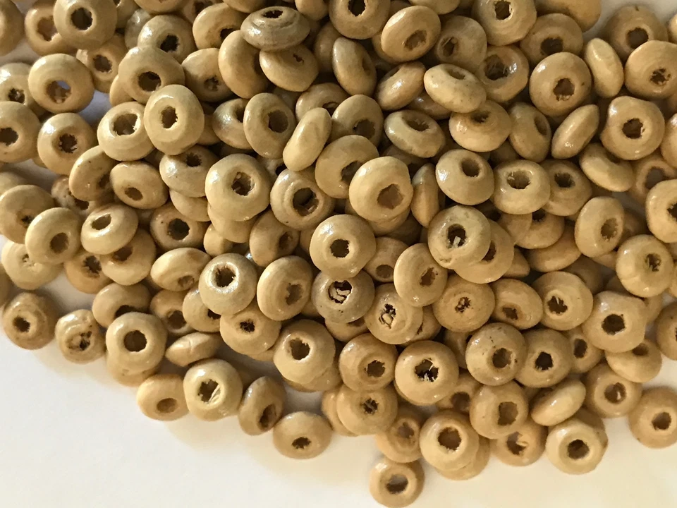 CUENTAS DE MADERA REDONDAS FORMA PLANA ESPACIADORES DIJES PULSERAS PENDIENTES FABRICACIÓN DE JOYAS Foto 3 de 4