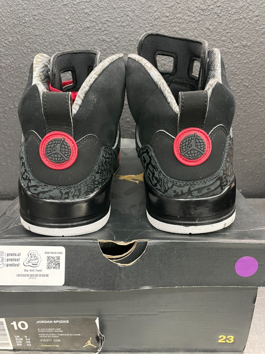 Air Jordan Spizike OG Black Varsity Red Sneaker 315371 026 Size 10