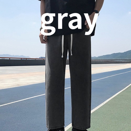 Pantalones de mezclilla básicos de pierna recta para hombre Pantalones largos Cintura elástica Cordón - Imagen 25 de 29