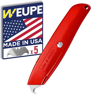 Hook Blade Utility Knife with 5 Utility Hook Blades, Carpet Knife, Shingle Cu...