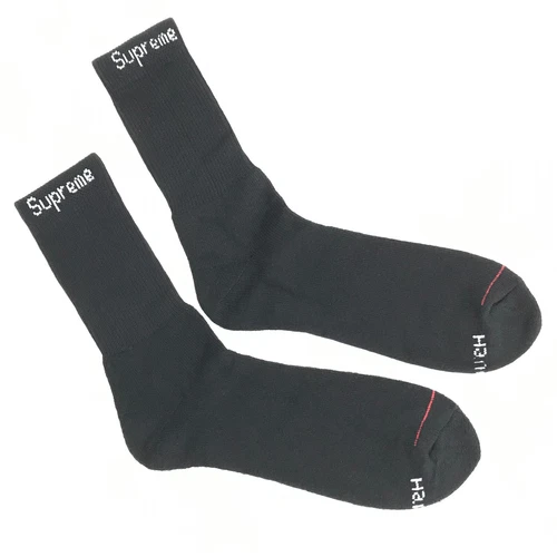 Supreme Hanes Crew Socks Black (Single Pair) - Size 6-12 - 100% Genuine!