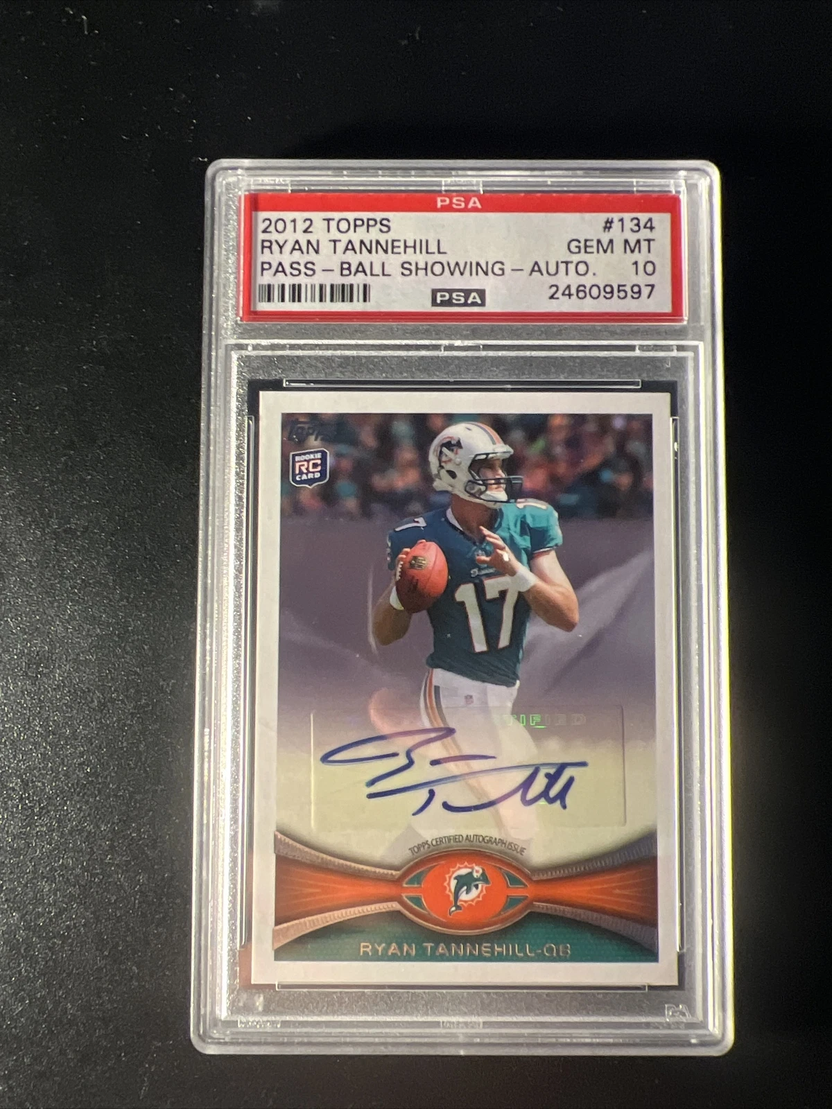 Ryan Tannehill Topps #134 Passing-Ball Showing-Autograph