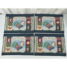 Coco Dowley Rooster Tapestry Placemats Set of 4 Rise And Shine Vintage Farmhouse