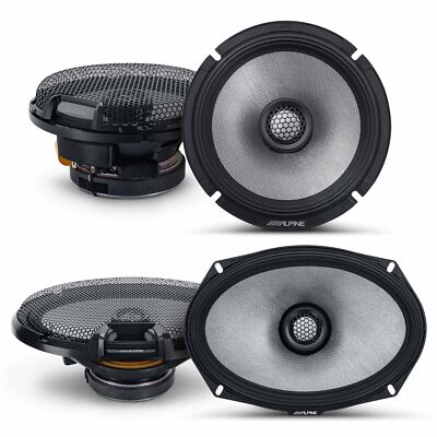 Alpine R2-S65/R2-S69, R-Series 6.5 + 6x9 2-Way Hi-Res Coaxial Speakers Bundle