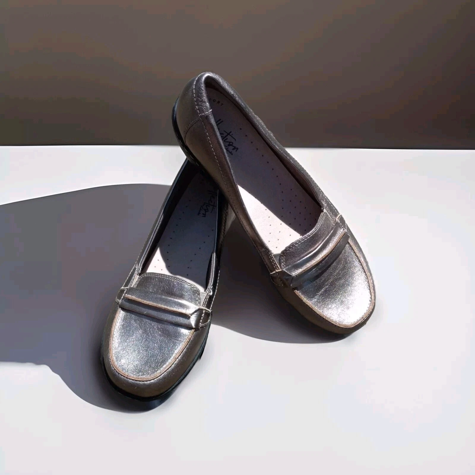 Mocassini Clarks finitura oro champagne metallizzato misura 8 5