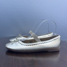 MiniBoden Ballet Flat Shoes Girls 5.5 / 38 Gold Leather Comfort Slip On C1490