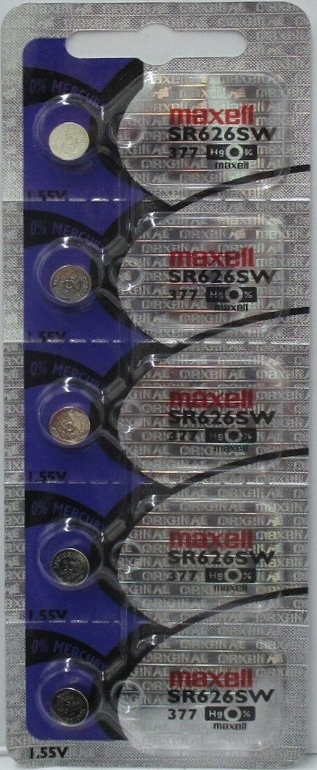 5 New Maxell 377 SR626SW V377 D377 SR626 watch batteries
