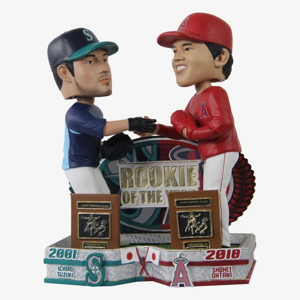 Ichiro Suzuki & Shohei Ohtani Seattle & LA Rookie Year Dual Bobblehead NEW FOCO - Image 2 of 4