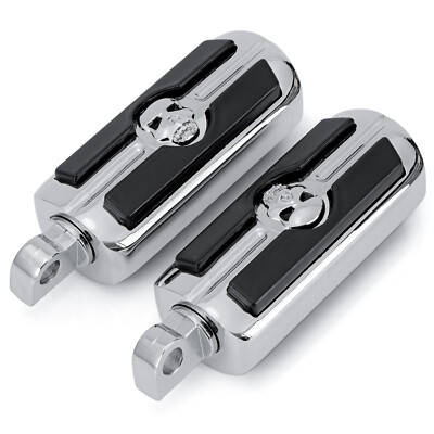 Chrome & Black Male Mount Footpegs For Harley Softail Sportster Dyna - Easy Install Replacement Foot Rests