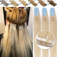 THICK Tape In Real Remy Human Hair Extensions Seamless Skin Weft Blonde 20-60pcs