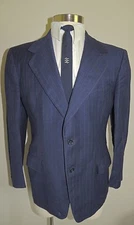 MEN'S RICHMAN BROS. NAVY BLUE PINSTRIPE WOOL BLEND SPORT COAT SIZE 40S