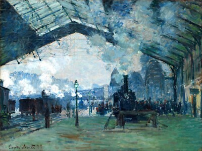 Decor Poster.Home interior design.Room art.Monet Train Station painting.6916