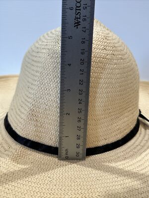 Vintage Lauren Ralph Lauren Wide Brim Floppy Sun Hat Beige Ribbon Braid M/S Ralph Lauren RL Ribbon Trim Floppy Wide Brim Woven Straw  main image 3