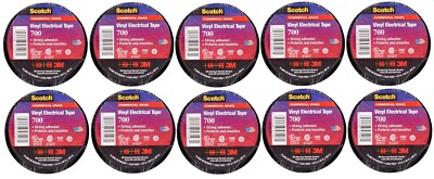 Scotch kommerzielle Qualität Vinyl Elektroband 700 (10er-Pack) 19 mm x 20 m SCHWARZ
