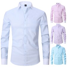 Mens Dress Shirts French Cuff White Collar Formal Business Camisas Slim Shirts
