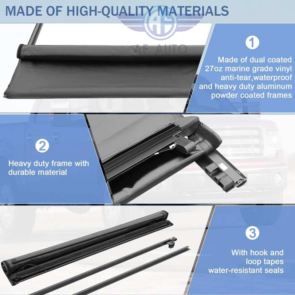 FOR 09-24 DODGE RAM 1500 2500 3500 6.5FT BED SOFT VINYL ROLL-UP TONNEAU COVER Foto 4 de 4