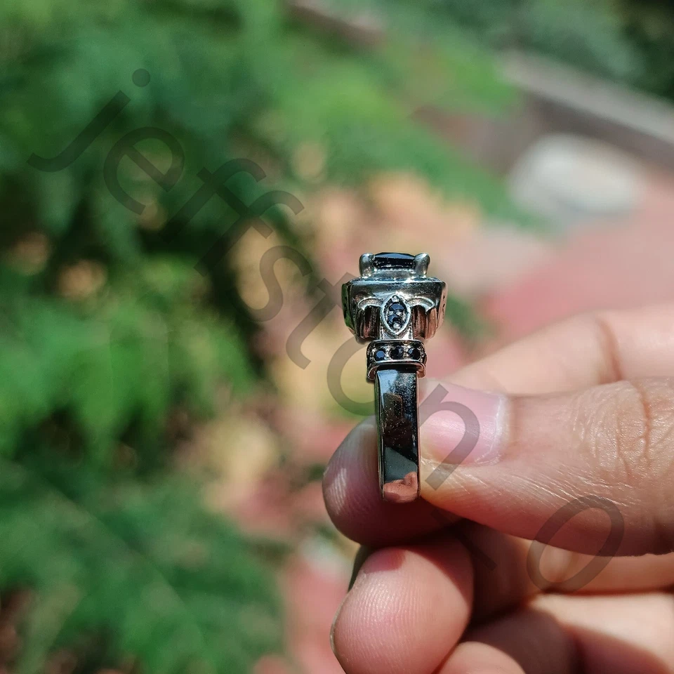 0.96 ctw Lab Created Black Spinel 14K White Gold Over Princess Engagement Ring - Image 2 of 4