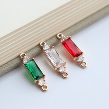 10pcs CZ Pave Rectangle Charm Connectors,Cubic Zirconia Rectangle Pendants